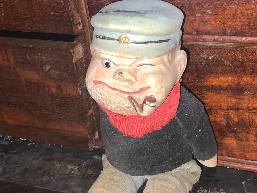Antique Popeye the Sailor man. Vintage 1940’s Character Doll 