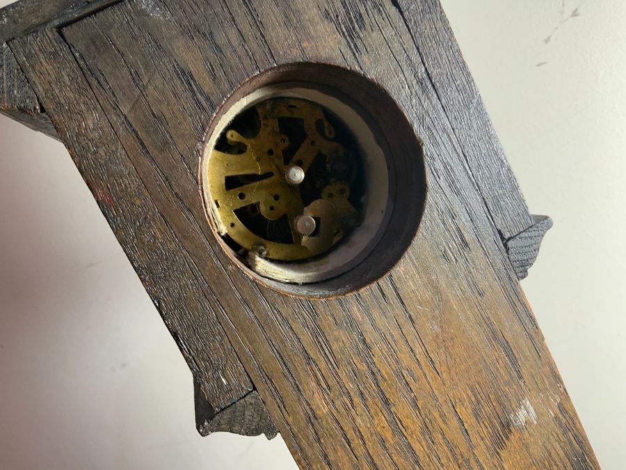 Antique Grandfather Clock oak cased miniature 