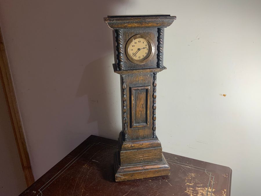 Antique Grandfather Clock oak cased miniature 