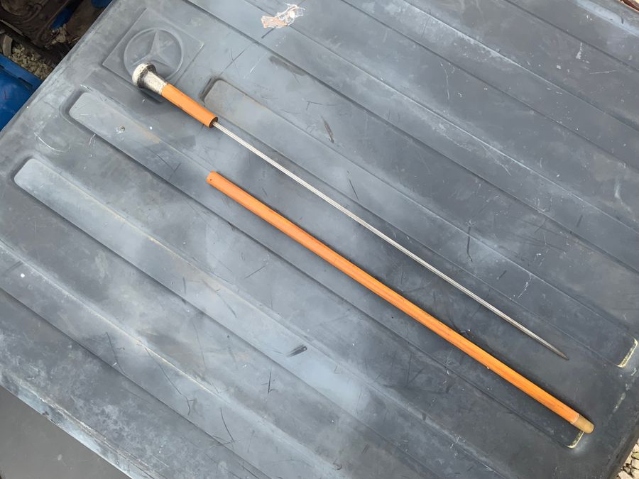 Antique Gentleman’s walking stick sword stick  silver topped 