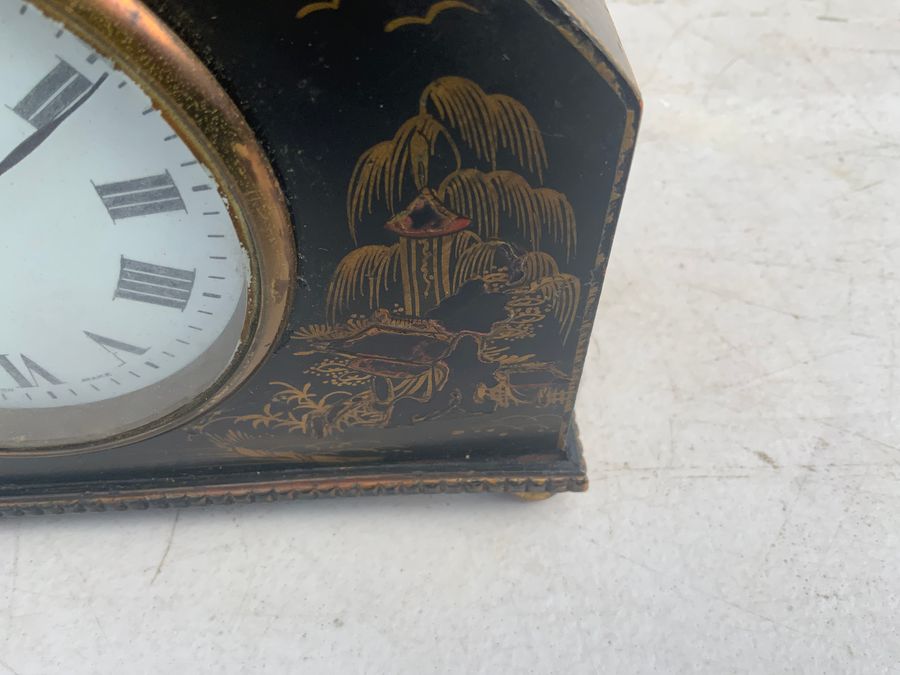 Antique Chinoiserie mantel clock by Mappin & Webb of London 