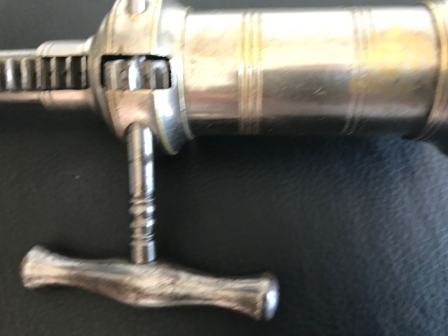Antique Corkscrew Rack & Pinion Bone Brush Chromed Brass Regency 