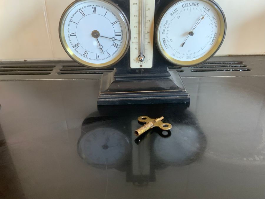 Antique Desks combination clock barometer thermometer set.