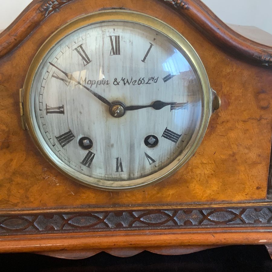 Antique Mappin & Webb walnut mantle Clock Victorian 