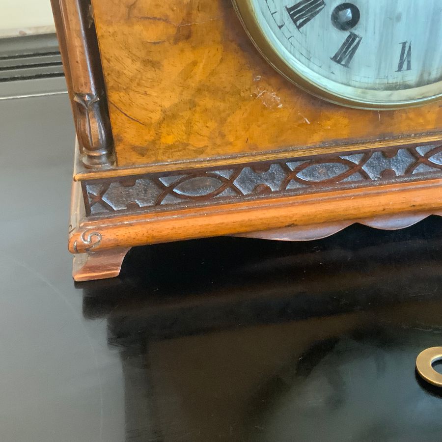 Antique Mappin & Webb walnut mantle Clock Victorian 