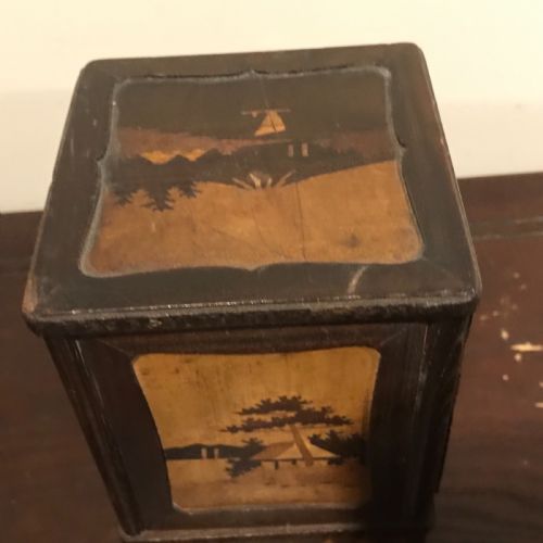 Antique Marquetry with inlay cigarette table box