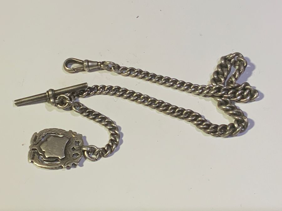 Solid silver Watch chain and Fob