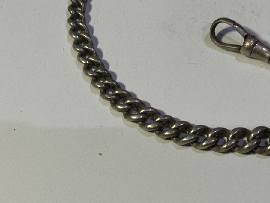 Antique Solid silver watch chain with 2 keys