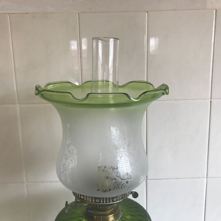 Antique Oil lamp with matching shade