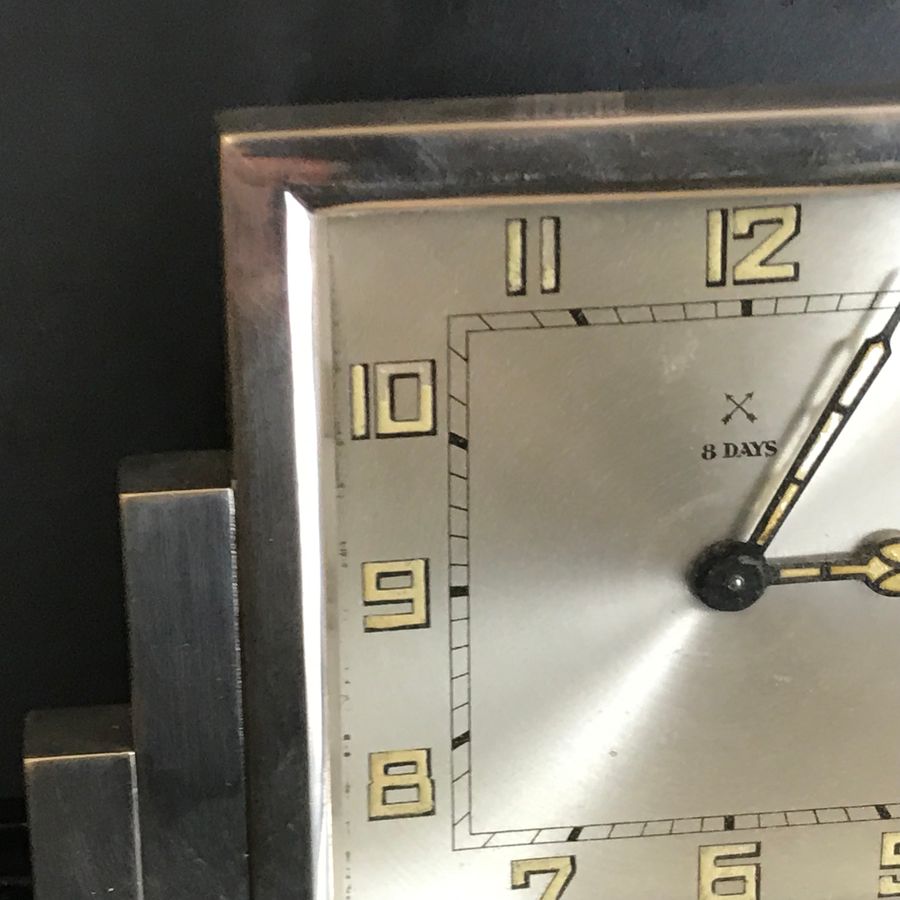Antique Chrome Art Deco HAC 8day Clock