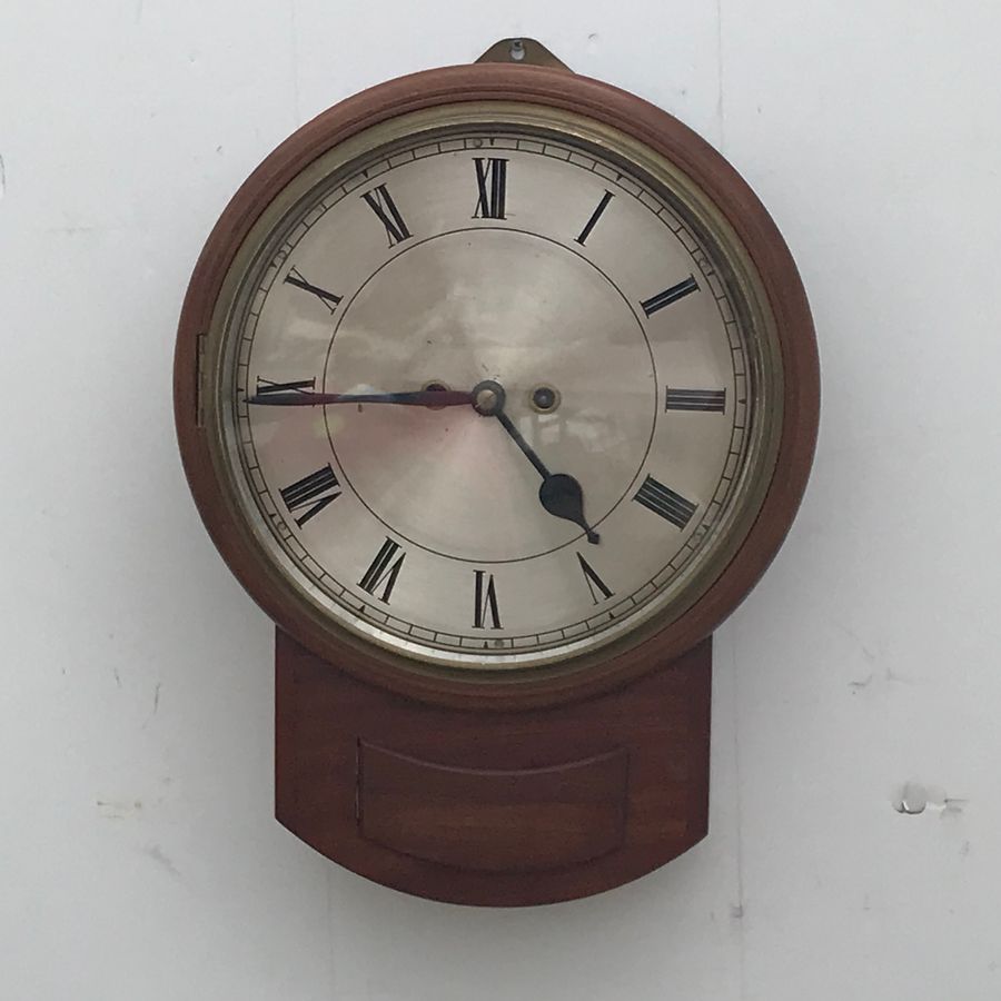 Wall Clock Double Fusee mahogany drop dial cased