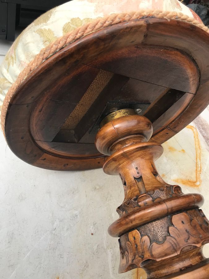 Antique Piano Stool telescopic walnut Cabriole  legs