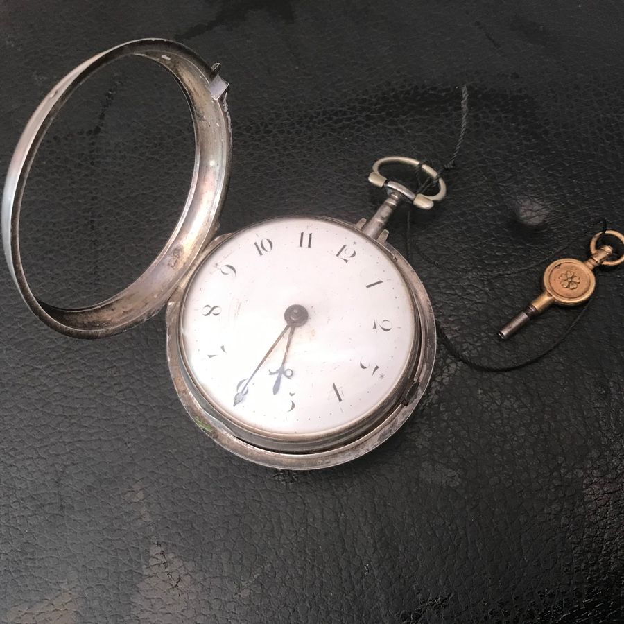 Antique Silver pair cased verge pocket watch London 1804