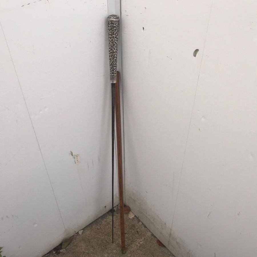 Antique Choice Gentleman's Silver Handled Walking Stick sword stick 