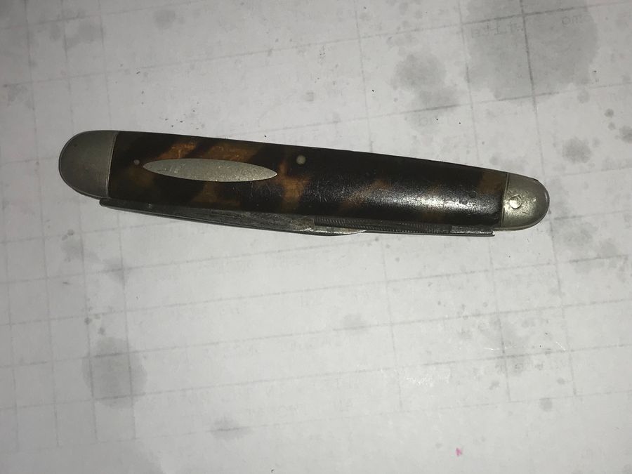 Antique Victorian pocket knife with tortoise shell grips 