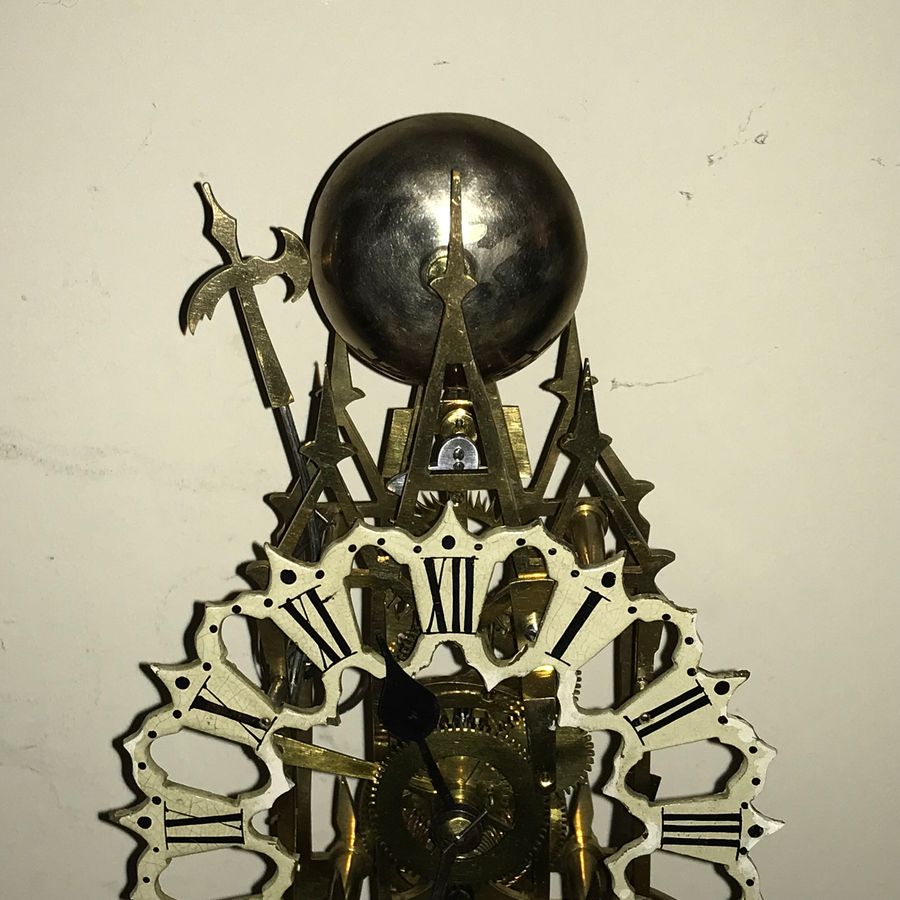Antique Skeleton Clock fusse passing strike Victorian 