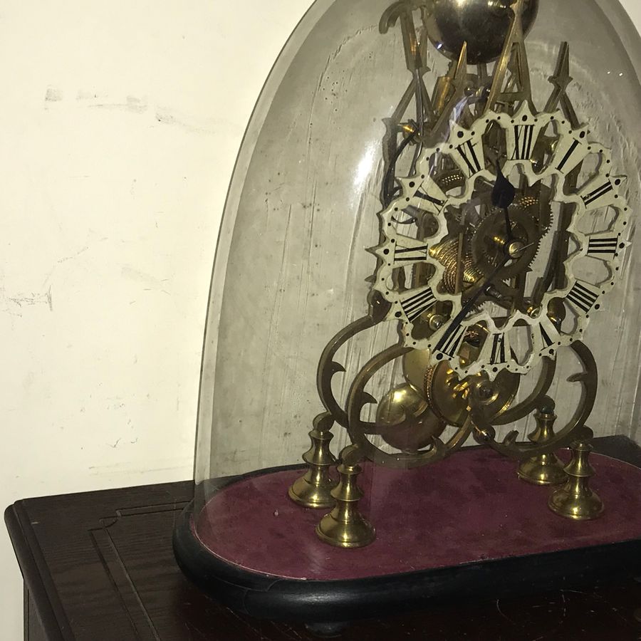 Antique Skeleton Clock fusse passing strike Victorian 