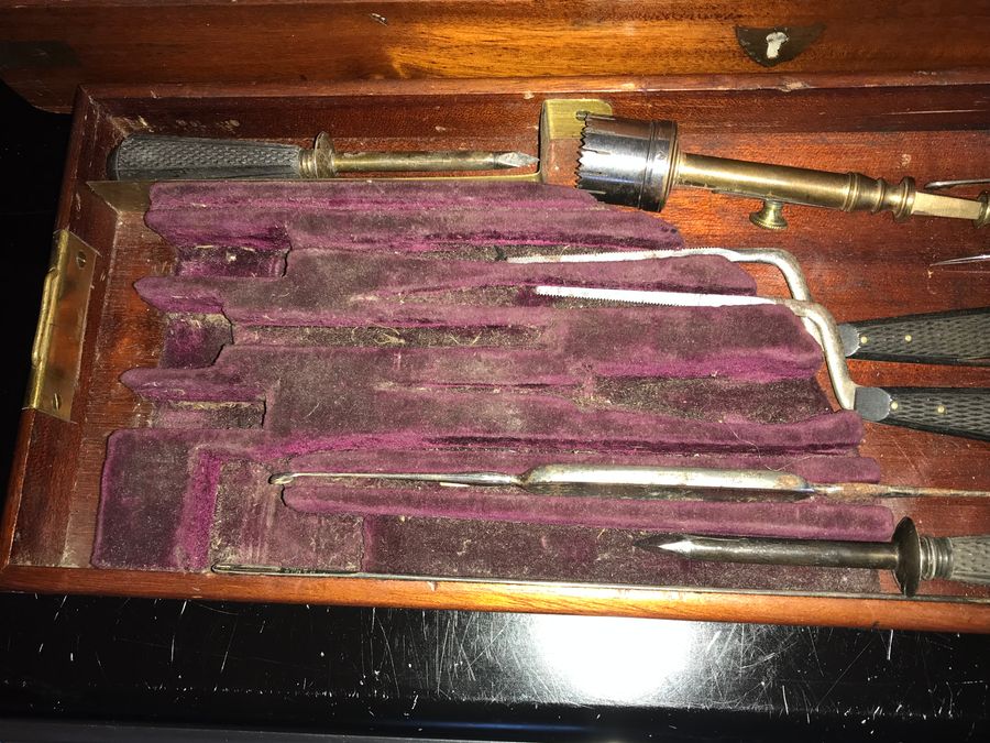 Antique Mid 19th century Surgeons boxed toolset 