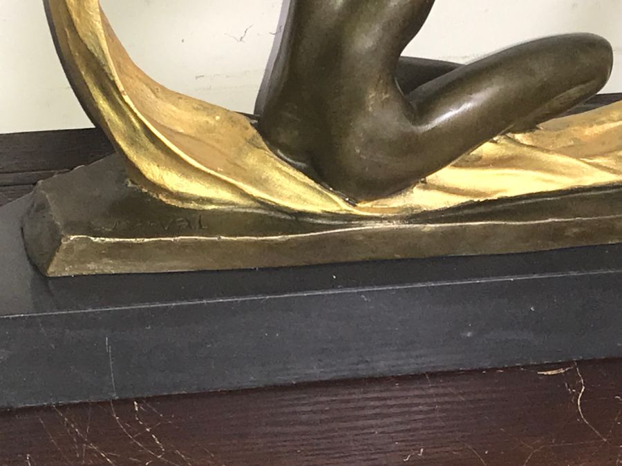 Antique Art Deco “ Dancing With Egyptian “ Bronze & Marble