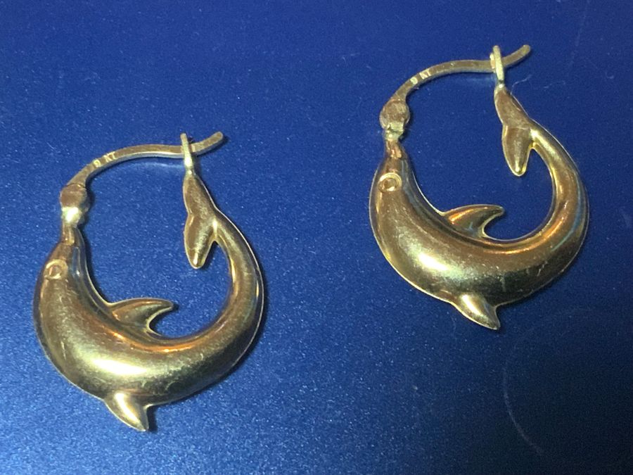 Antique Dolphins Gold Ladies earrings 