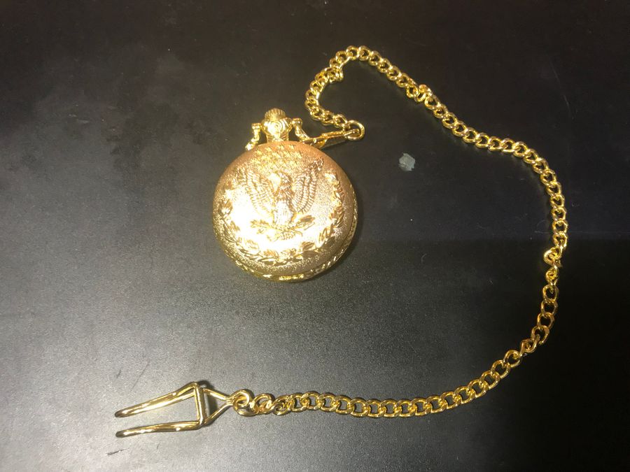 Antique USA Gold plated pocket watch + Chain