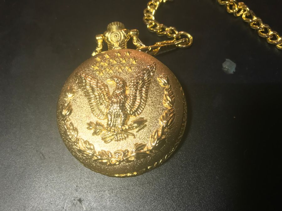 Antique USA Gold plated pocket watch + Chain