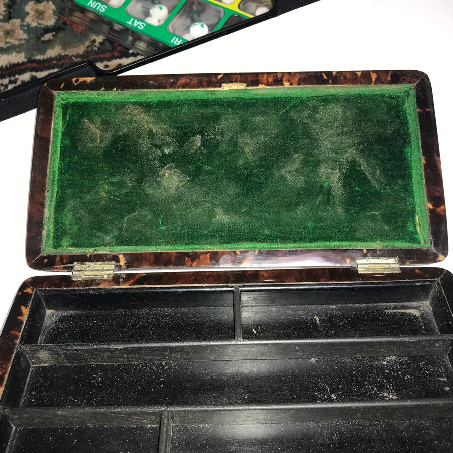 Antique Tortoise shell Pin Box  1898