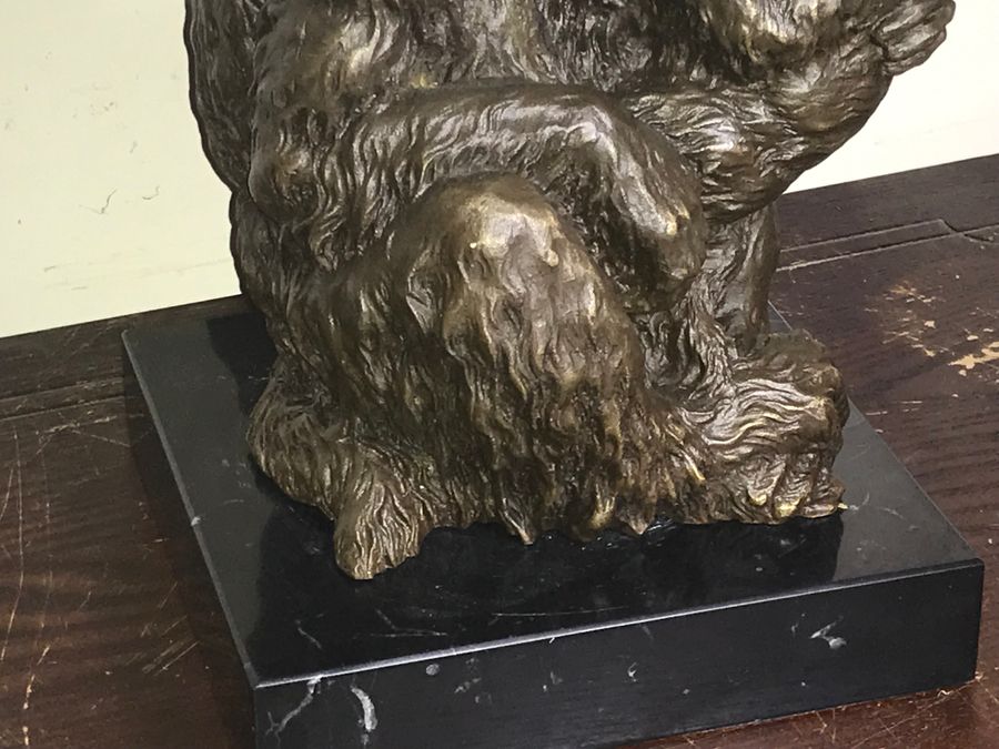 Antique MOTHER & CHILD BRONZE ON MARBLE