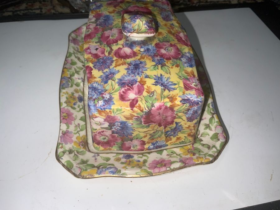 Antique Summertime Butter Dish by Royal Minton