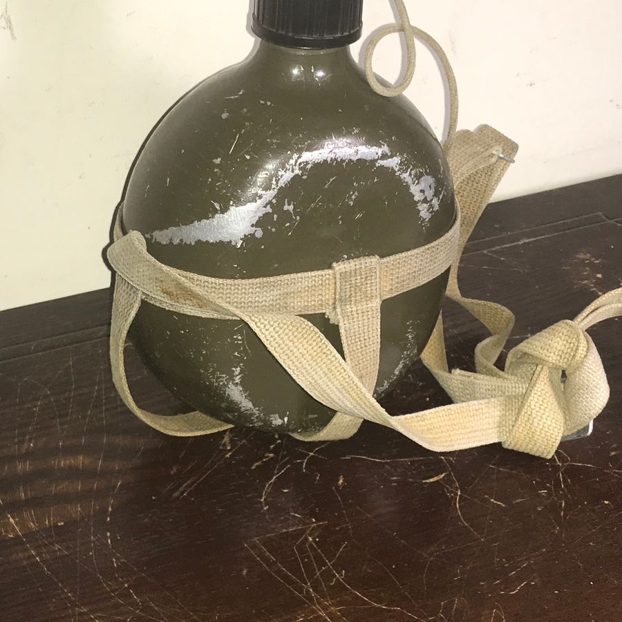 Antique Japanese military soldiers water bottle and strap 