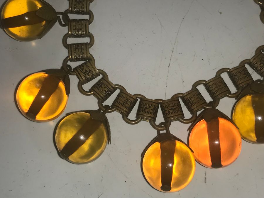 Antique Bracelet amber tear drop Victorian 