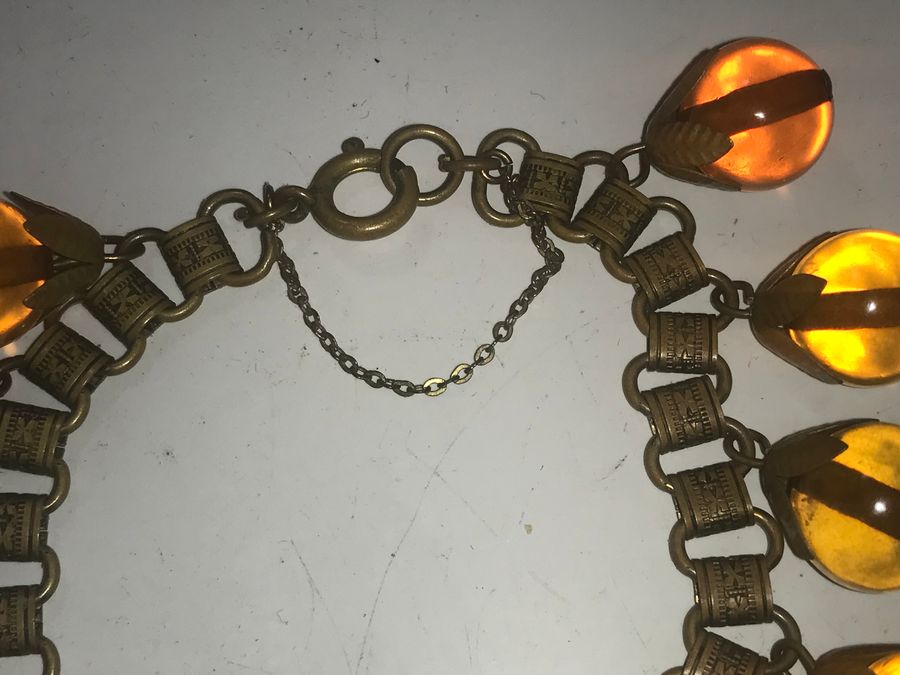 Antique Bracelet amber tear drop Victorian 