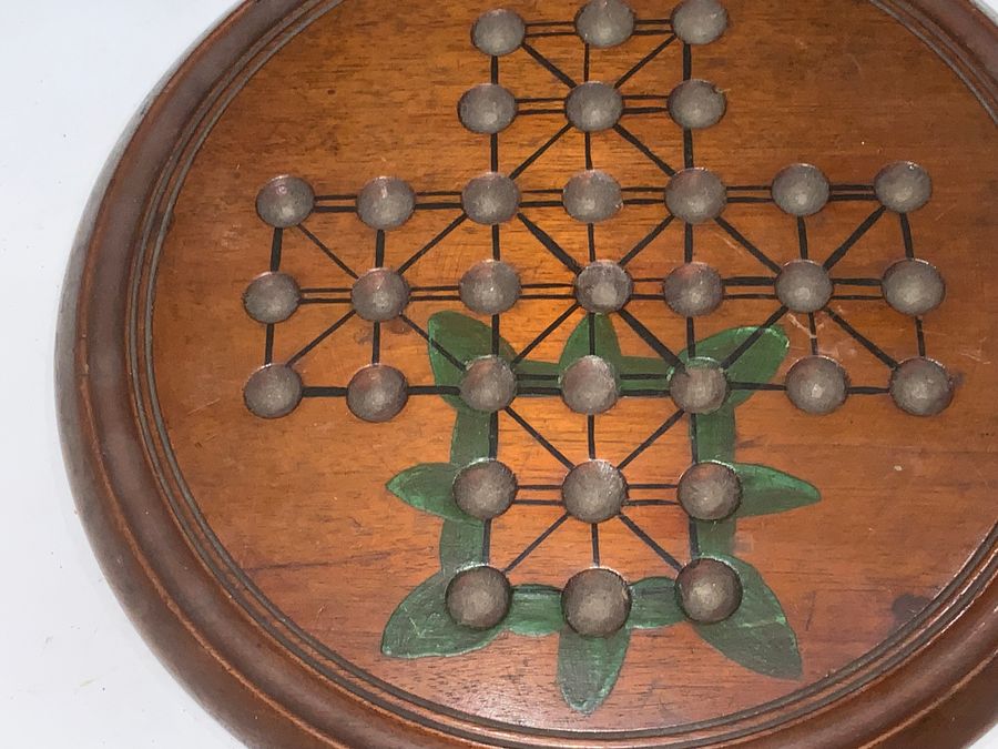 Antique Treen Solitaire board game, Victorian 