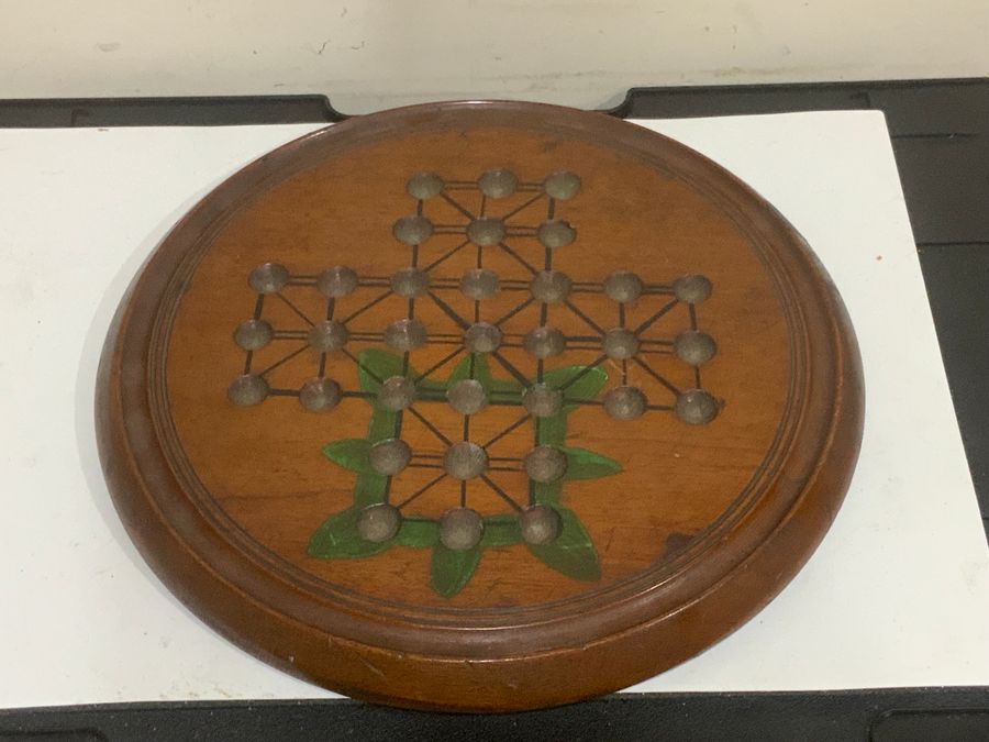 Antique Treen Solitaire board game, Victorian 