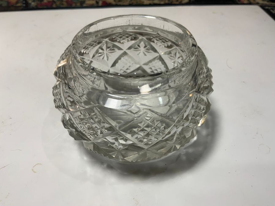 Antique Silver topped cut glass container 