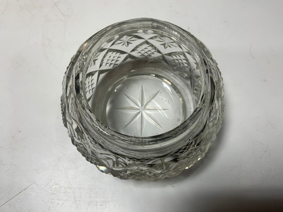 Antique Silver topped cut glass container 