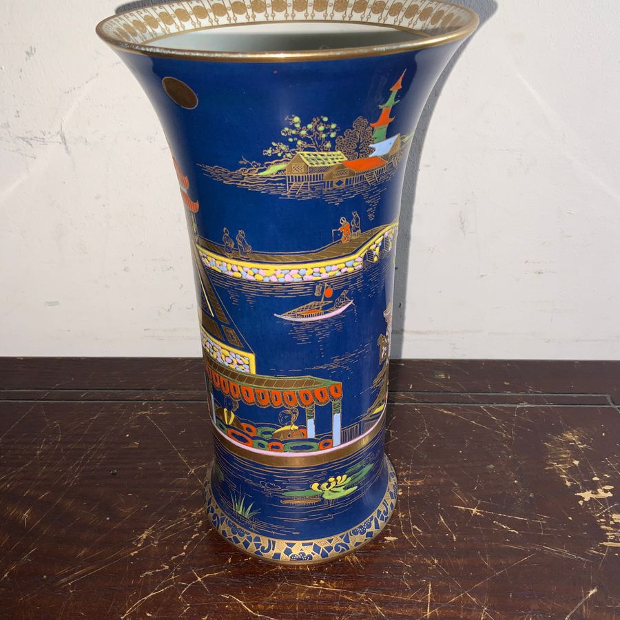 Antique Chinese Carlton ware hand painted vase