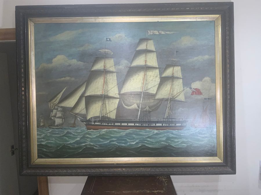 Oil painting Royal Navy Ship of The Line