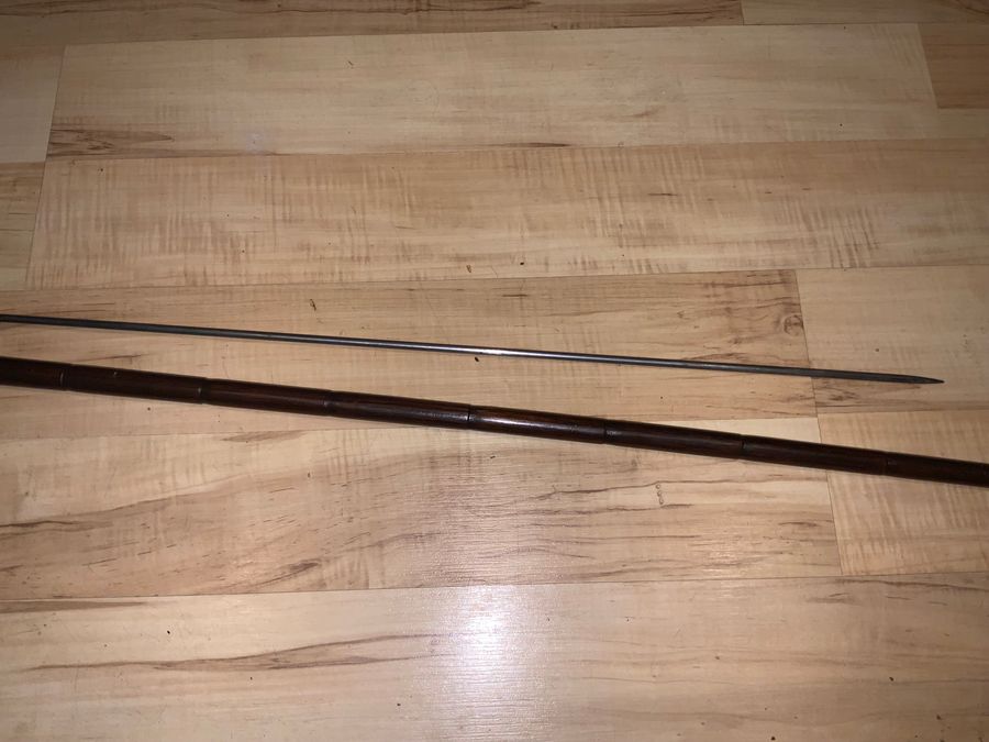 Antique Partridge Wood Gentleman’s walking stick sword stick with silver mount