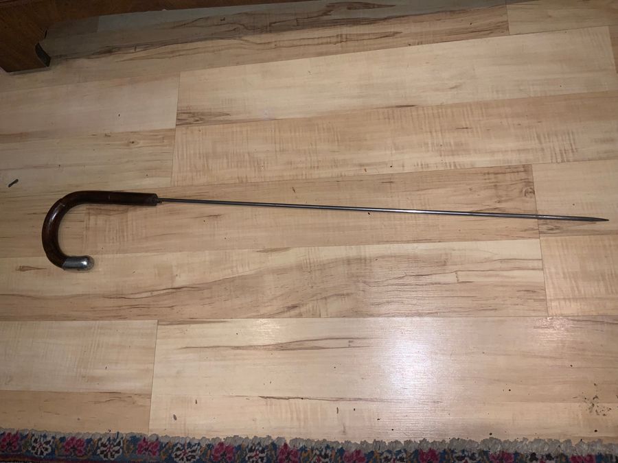 Antique Partridge Wood Gentleman’s walking stick sword stick with silver mount