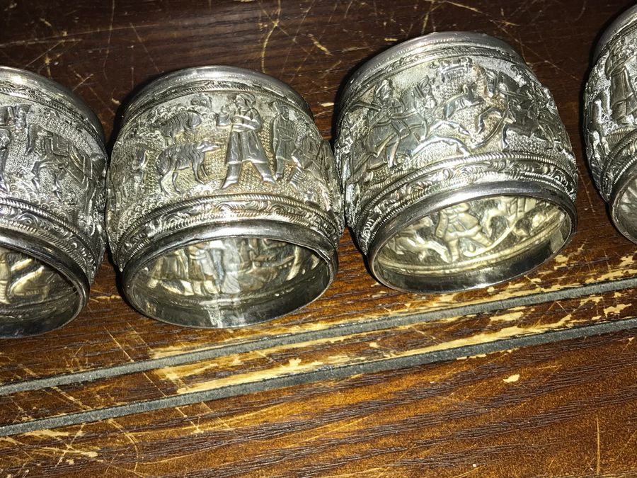 Antique Napkin rings set of four Indian silver