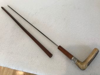 Antique Fantastic gentleman’s walking stick sword stick with silver mount