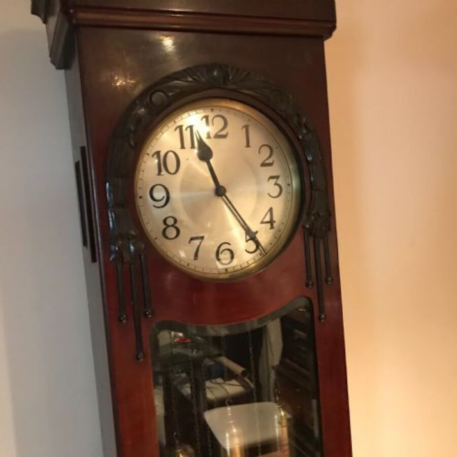 Antique Superb mahogany Art Deco longcase clock