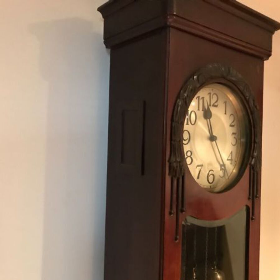 Antique Superb mahogany Art Deco longcase clock