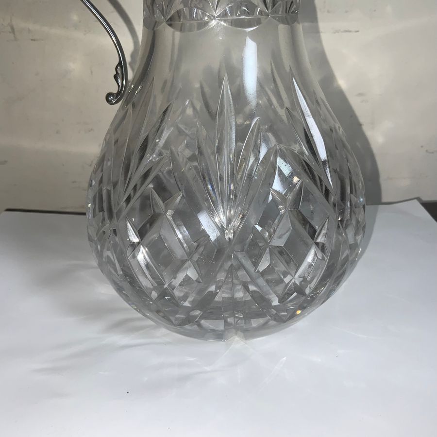 Antique Decanter quality crystal cut glass silver plated