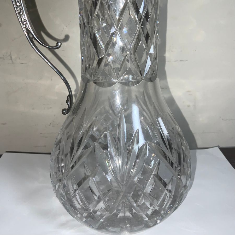 Antique Decanter quality crystal cut glass silver plated