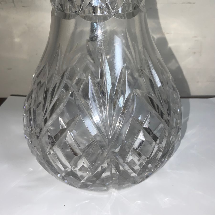 Antique Decanter quality crystal cut glass silver plated