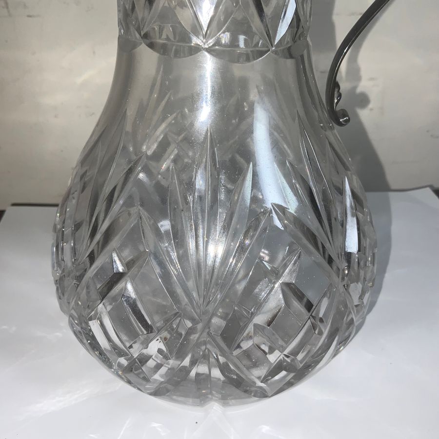 Antique Decanter quality crystal cut glass silver plated