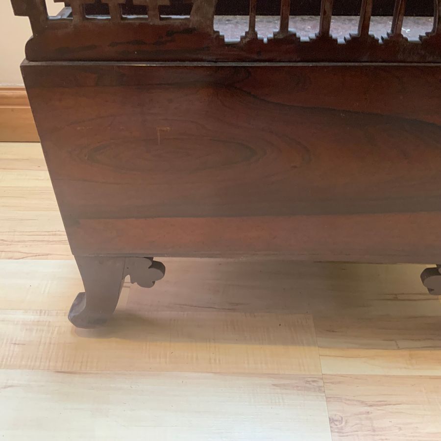 Antique Canterbury in rosewood Chippendale influence, maker Gillows 