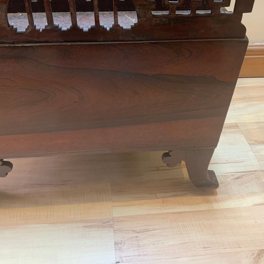 Antique Canterbury in rosewood Chippendale influence, maker Gillows 